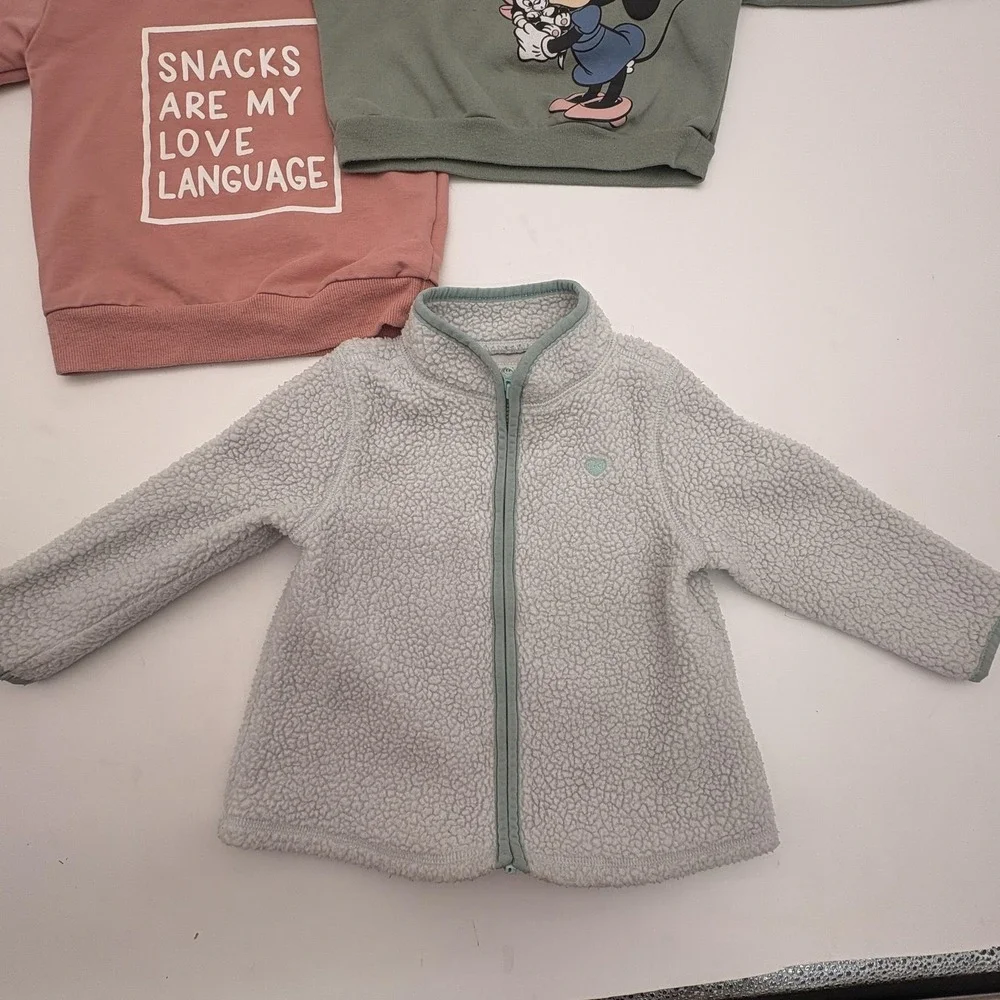 Mixed Brands Outfit Set Girls 12-18M Minnie Mouse‎ Snacks Pullover Fleece 3pc